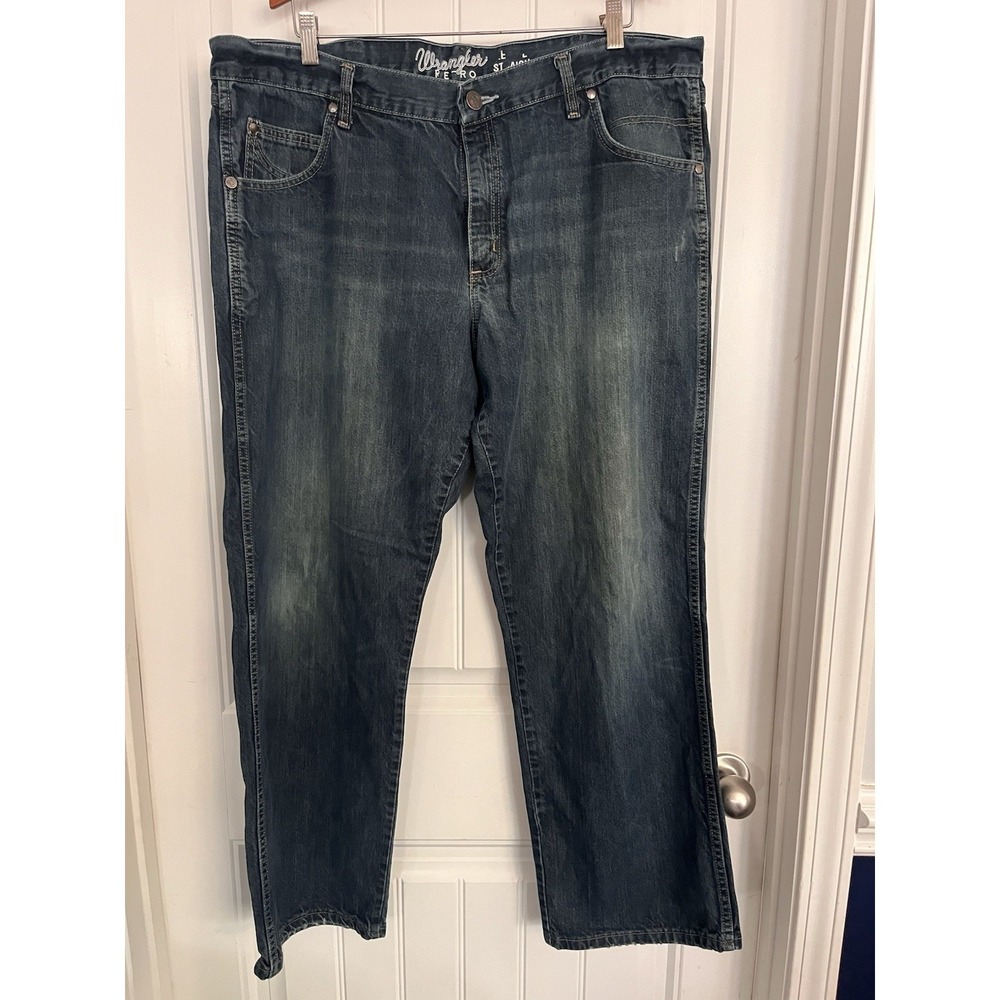 Wrangler Retro Straight Jeans Mens 40x32 Blue Denim Western Cowboy 252
